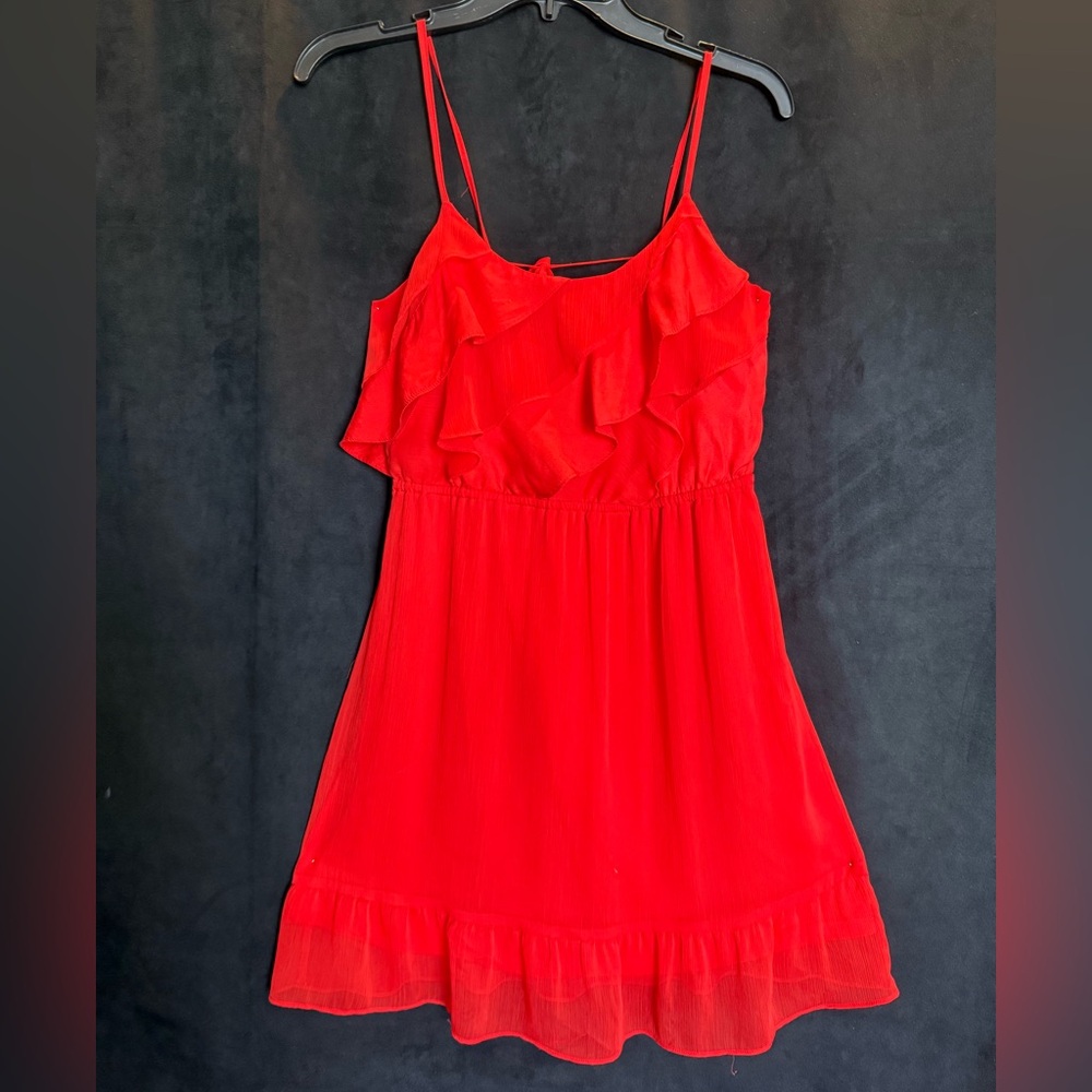 Vibrant Red Ruffle Dress - Picture 1 of 4